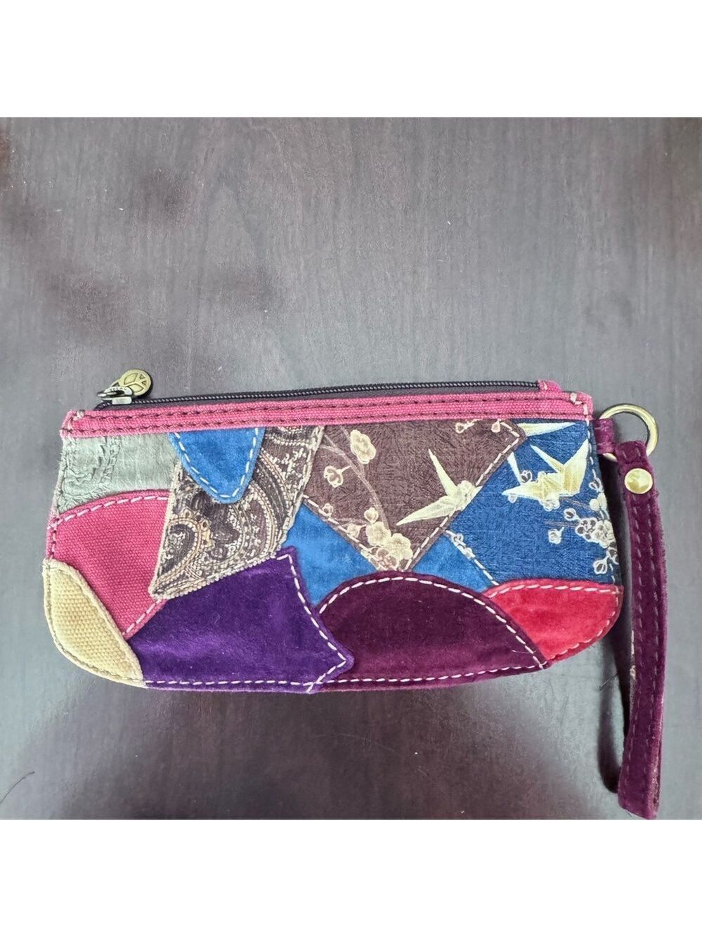 Lucky Brand Boho Multicolor Patchwork Wristlet Clutch Purse